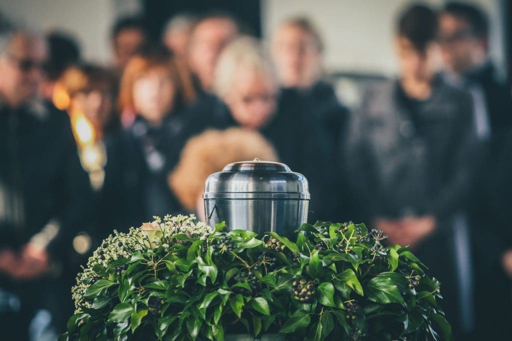 A funeral urn
