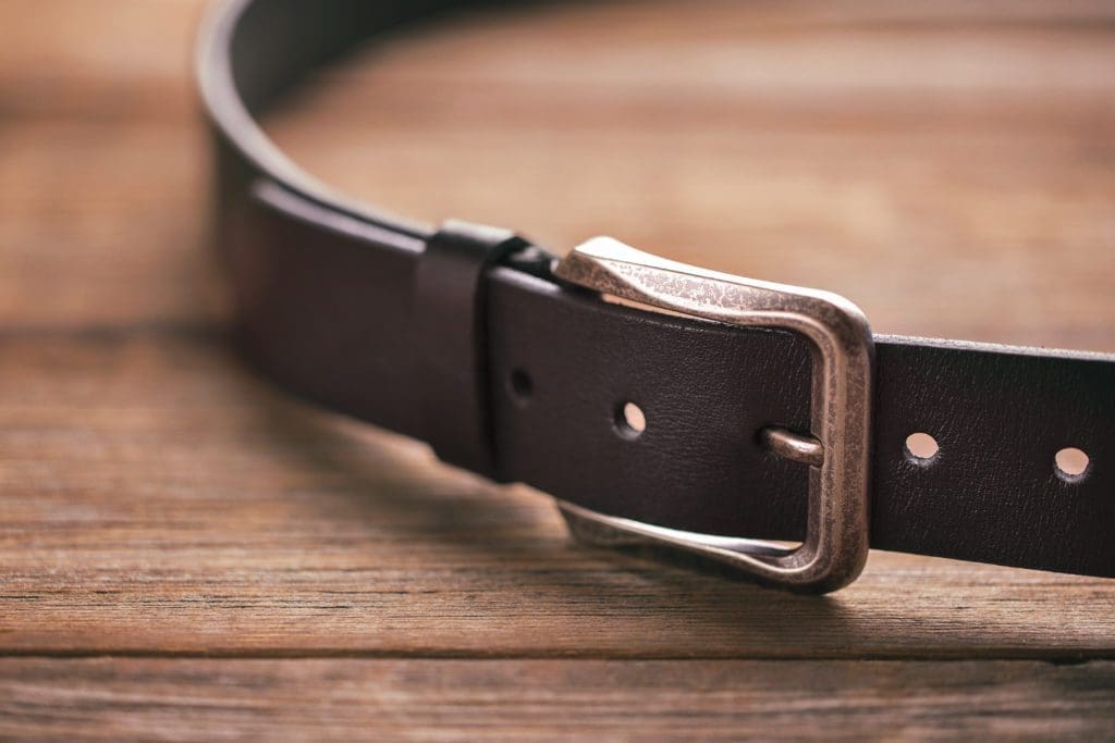 A brown leather belt
