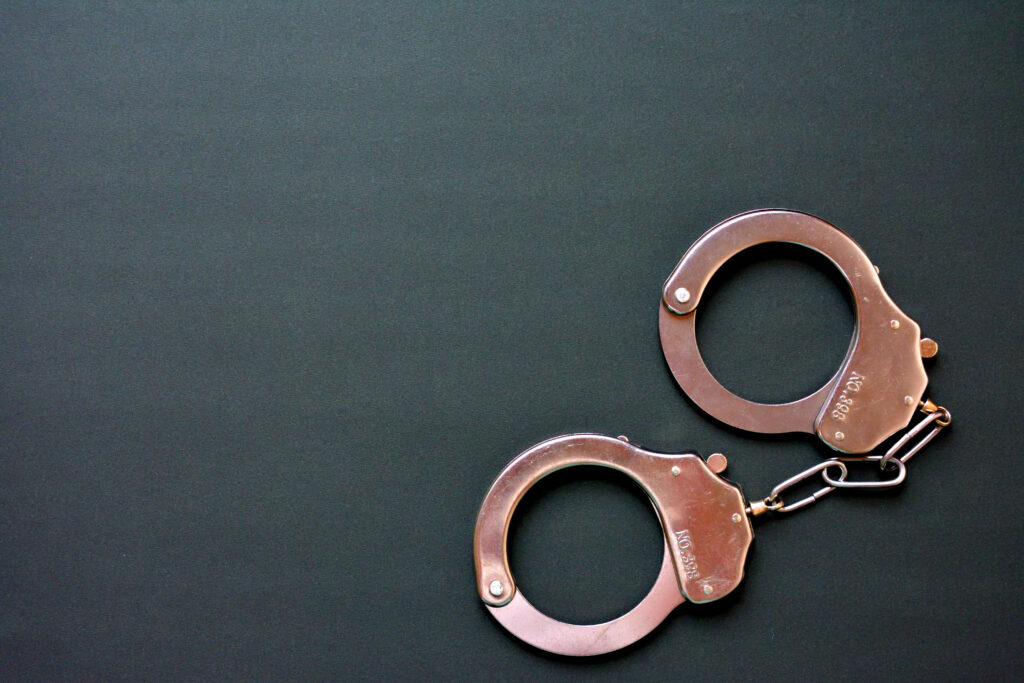 Handcuffs used in misdemeanor u arrest.