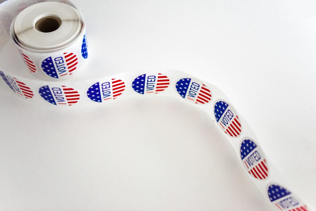 A roll of voting stickers